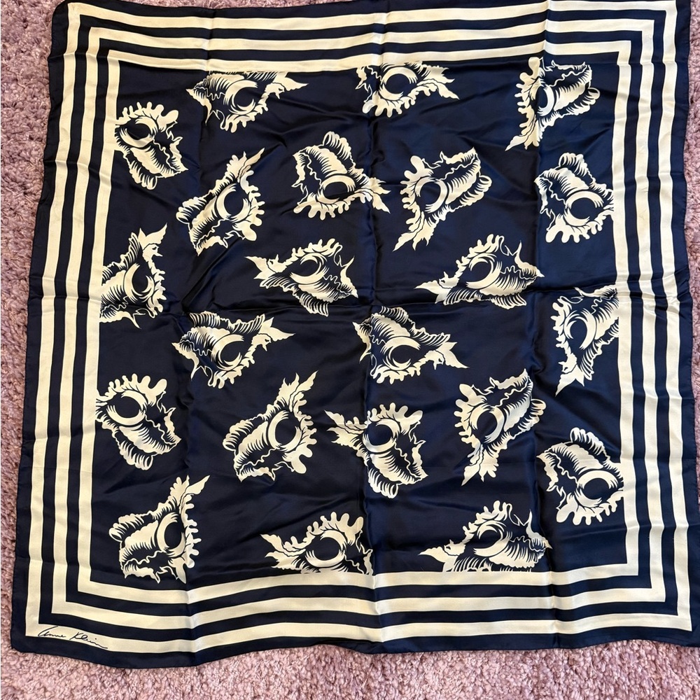 Anne Klein Navy and White Shell Pattern Scarf
